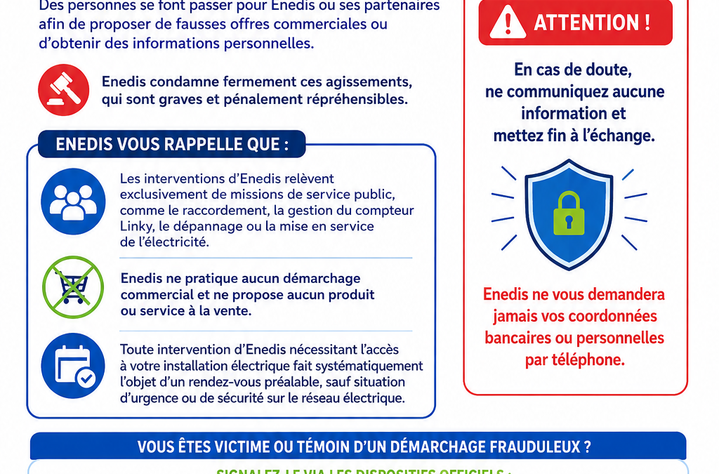 Vigilance : attention aux démarchages frauduleux se faisant passer pour Enedis